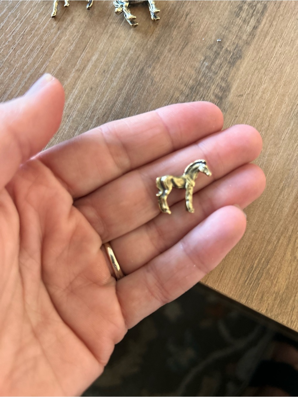 VTG brass Gold Horse figurine  Set set lot 4 Mini Equestrian Charms - Picture 2 of 3